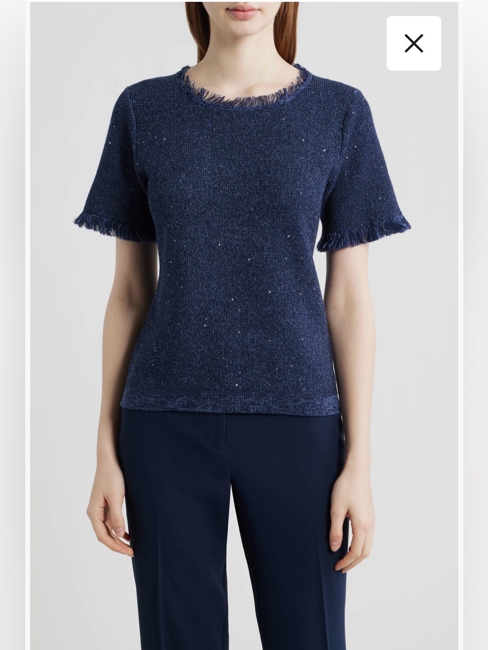 Kate Fringe Short Sleeve Sweater